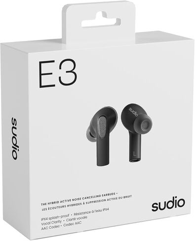 Sudio E3 Wireless Earbuds with Bluetooth 5.3, Hybrid ANC, Microphone, Codec AAC, 30h Playtime, Wireless and USB Type-C Charging, Sweat and Splash Resistance in Saudi Arabia