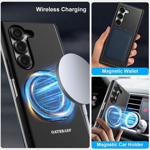 Case for Samsung Galaxy Z Fold 5,with MagSafe 360° Rotatable Magnetic Kickstand,Leather+Aluminum Metal Full Body Flip Phone Cover,Military Shockproof Grade Drop Proof for Galaxy Z Fold 5,Gray in Kuwait