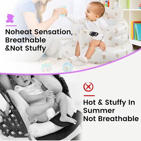 Inflatable Infant Seat, Sit-Stand Infant Floor Seat - Built-in Air Pump - 3-Point Adjustable Harness Harness Infant Seat, Portable Infant Seat，Baby Bath Seat，Suitable for 3-36 Months in Saudi Arabia