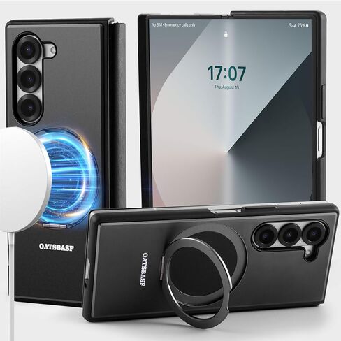 Case for Samsung Galaxy Z Fold 5,with MagSafe 360° Rotatable Magnetic Kickstand,Leather+Aluminum Metal Full Body Flip Phone Cover,Military Shockproof Grade Drop Proof for Galaxy Z Fold 5,Gray in Kuwait