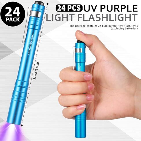 24 Pack UV Blacklight Flashlights Bulk ، 395nm UV Pen Light with Clip ، LED Handheld Blacklight Detector for Leak Pet Pet Urine Hotel Form in Kuwait