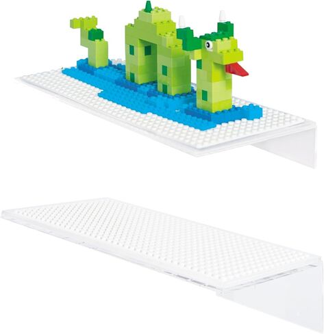 Play Platoon Building Brick Display Shelves 2 Pack Minifigure Display Case Shelf - 10x10 Inch Acrylic Wall Mount Shelf Display for Wall, Compatible with Lego, Megablox, and Other Major Brands - Green in Kuwait