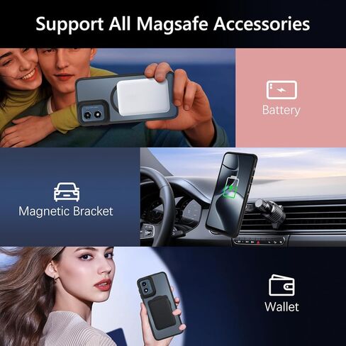 Guagua for Motorola Moto G Stylus 5G 2024 CASE متوافقة مع Magsafe Moto G stylus Magnetic Case Slim Slim Matte Matte Screats Procratch Case For Moto G Stylus 5G 2024 ، Black in Kuwait