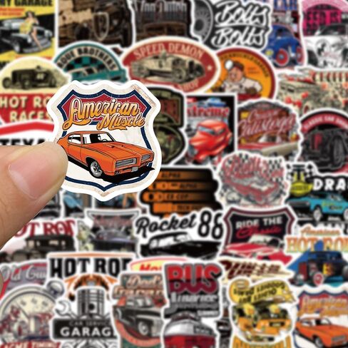 50Pcs Retro Modified Vintage Car Stickers for Journaling, Waterproof Decal Pack for Laptops, Water Bottles, Luggage, Helmets, and Motorcycles, Reusable Graffiti Art Stickers in Saudi Arabia