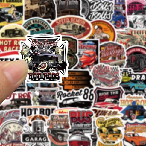50Pcs Retro Modified Vintage Car Stickers for Journaling, Waterproof Decal Pack for Laptops, Water Bottles, Luggage, Helmets, and Motorcycles, Reusable Graffiti Art Stickers in Saudi Arabia