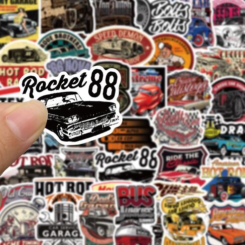 50Pcs Retro Modified Vintage Car Stickers for Journaling, Waterproof Decal Pack for Laptops, Water Bottles, Luggage, Helmets, and Motorcycles, Reusable Graffiti Art Stickers in Saudi Arabia