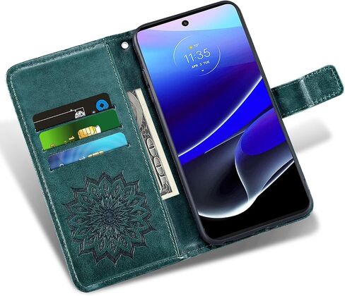 Asuwish Phone Case for Motorola Moto G Stylus 5G 2022 Wallet with Tempered Glass Screen Protector Leather Slim Flip Cover Card Holder Stand Cell Accessories XT2215-1 XT2215-4 XT2215DL Men Dark Green in Saudi Arabia
