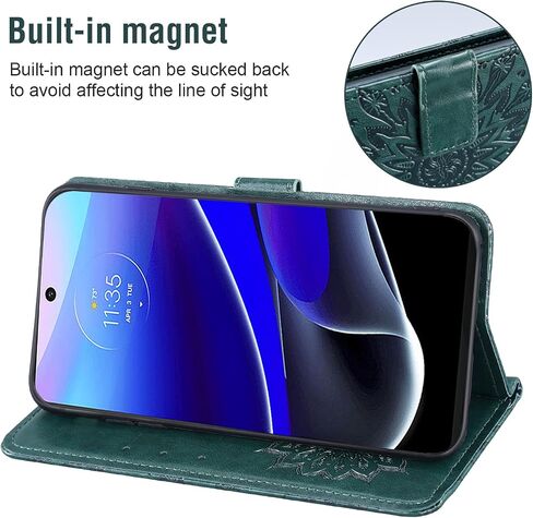 Asuwish Phone Case for Motorola Moto G Stylus 5G 2022 Wallet with Tempered Glass Screen Protector Leather Slim Flip Cover Card Holder Stand Cell Accessories XT2215-1 XT2215-4 XT2215DL Men Dark Green in Saudi Arabia