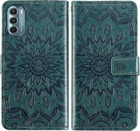 Asuwish Phone Case for Motorola Moto G Stylus 5G 2022 Wallet with Tempered Glass Screen Protector Leather Slim Flip Cover Card Holder Stand Cell Accessories XT2215-1 XT2215-4 XT2215DL Men Dark Green in Saudi Arabia