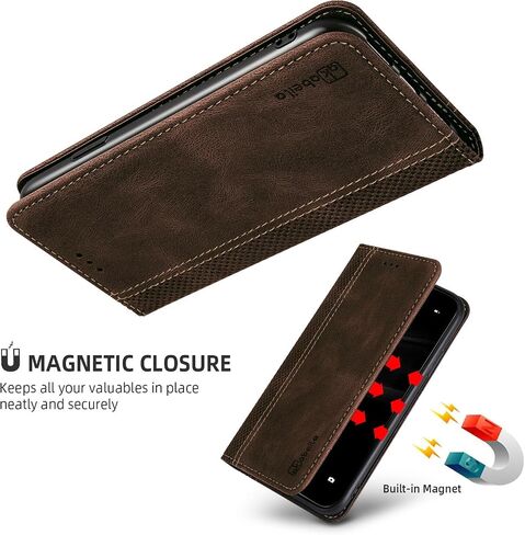 Mobile Phone Case Compatible with Google Pixel 9/Pixel 9 Pro Case Protective PU Leather Flip Case Stand Wallet Folding Case Bag Case with [Card Slot] [Stand Function] [Magnetic] Dark Brown in Saudi Arabia