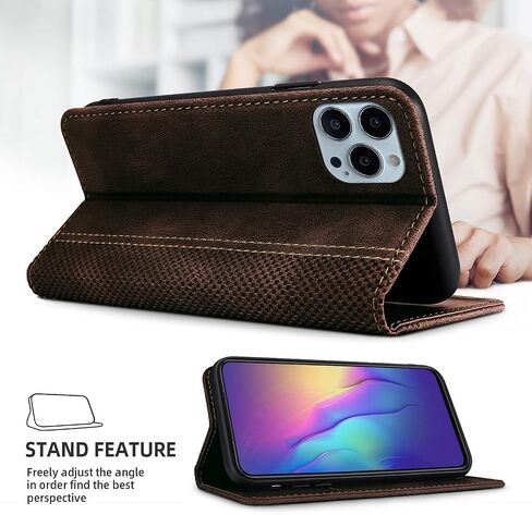 Mobile Phone Case Compatible with Google Pixel 9/Pixel 9 Pro Case Protective PU Leather Flip Case Stand Wallet Folding Case Bag Case with [Card Slot] [Stand Function] [Magnetic] Dark Brown in Saudi Arabia