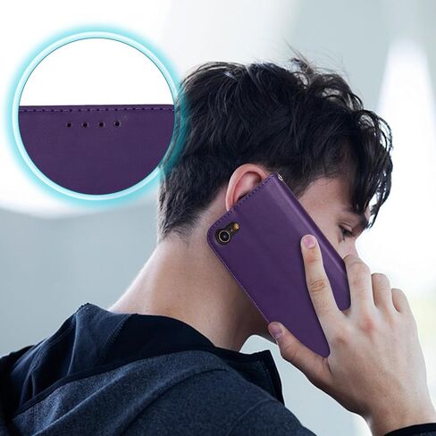 for iPhone 8 iPhone SE 2022/2020 Wallet Case for Women,for iPhone 7 Case with Card Holder and Wrist Strap,PU Leather Shockproof Magnetic Kickstand Flip Phone Case-Purple in Saudi Arabia