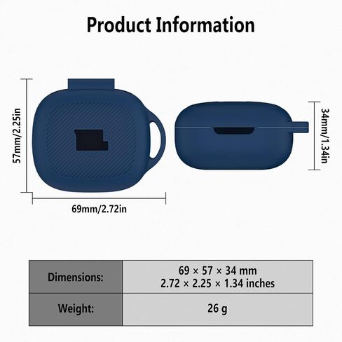 Geiomoo Silicone Case for JBL Live Pro 2, Soft Flexible Scratch Resistant Protective Cover with Carabiner (Black) in Saudi Arabia