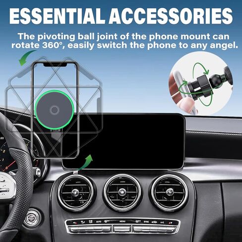 حامل هاتف السيارة لعام 2016-2019 مرسيدس بنز GLC/2015-2018 C-Class Accessories تنطبق على شاشة تعمل باللمس 7 بوصة 15W شاشة شاحنة لاسلكية سريعة in Kuwait