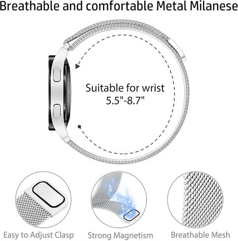 ygtiecs ناعمة ميلانيز ناعمة متوافقة مع Samsung Watch 7/6/5/4/4/FE ، و 20 مم مريح ، متوافق مع Galaxy Watch 7 Band/Watch 6 Band/Watch 6 Classic Band/Watch 4 Band 4 in Kuwait