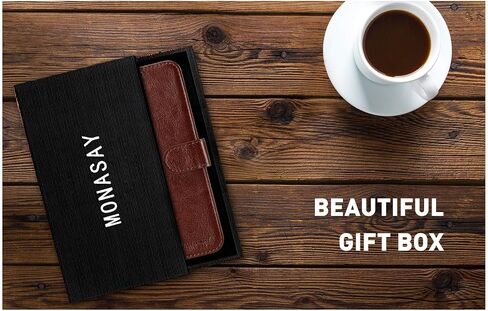 MONASAY Wallet Case Compatible for Galaxy Note 10, 6.3 inch, [Included Screen Protector][RFID Blocking] Flip Folio Leather Cell Phone Cover with Credit Card Holder, Brown in Saudi Arabia