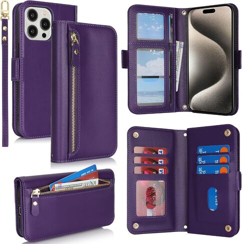 بالنسبة إلى iPhone 15 Pro Max Case Wallet مع حامل البطاقة ، بالنسبة إلى iPhone 15 Pro Max Wallet Case Gen مع حامل ، حزام معصم من الجلد المغناطيسي ، فليب فليب ، الفهد الأبيض in Kuwait
