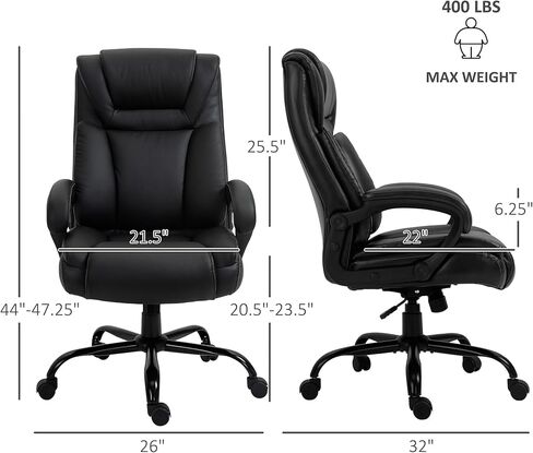Vinsetto Big and Tall 400lbs Executive Office Chair with Wide Seat, Computer Desk Chair with High Back PU Leather Ergonomic Upholstery, Adjustable Height and Swivel Wheels, White in Kuwait