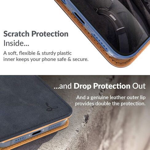 Snakehive Leather Wallet for iPhone 12 Pro - Real Leather Wallet Phone Case - Genuine Leather with Viewing Stand and 3 Card Holder - Flip Folio Cover with Card Slot in Saudi Arabia