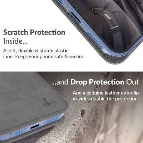 Snakehive Leather Wallet for iPhone 12 Pro - Real Leather Wallet Phone Case - Genuine Leather with Viewing Stand and 3 Card Holder - Flip Folio Cover with Card Slot in Saudi Arabia