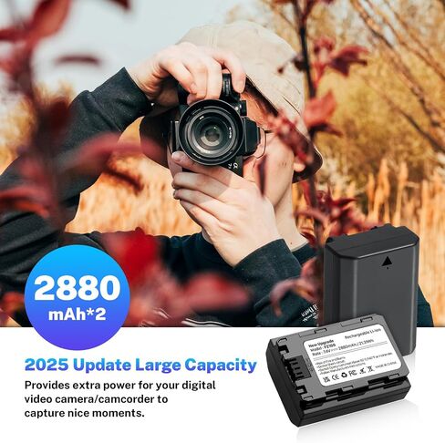 2 Pack 2880mAh NP-FZ100 بطارية ، USB-C Fast Charging Brateghing Battery متوافقة مع Sony A7R IV ، A7R III ، A7 III ، A7C ، A7C II ، A6500 ، A6600 ، A6700 ، FX3 ، ZV-E1 مع صندوق تخزين in Saudi Arabia
