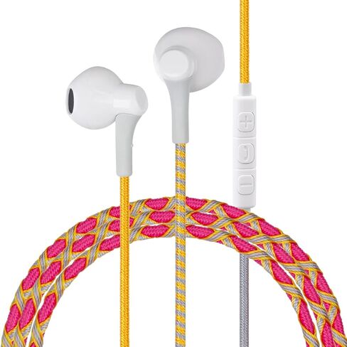 URIZONS Cute Colorful Braided in-Ear Headphones - Wired Tangle Free Earbuds No Tangle Eaphones with mic for Kids in Saudi Arabia