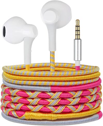URIZONS Cute Colorful Braided in-Ear Headphones - Wired Tangle Free Earbuds No Tangle Eaphones with mic for Kids in Saudi Arabia