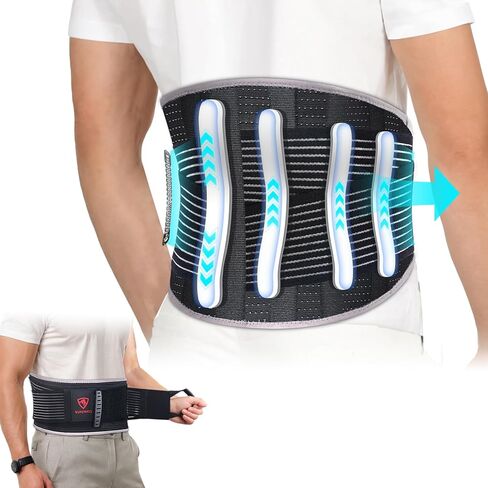 Back Brace for Men and Women - Breathable Waist Lumbar Support Belt for Lower Back Pain Relief, Sciatica, Herniated Disc, Scoliosis - Adjustable Design with Rigid Stays for Heavy Lifting, Workouts, and Daily Use (Fits Waist 30"-45") in Saudi Arabia