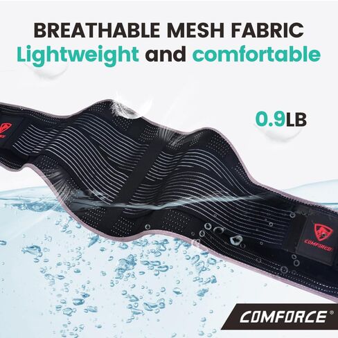Back Brace for Men and Women - Breathable Waist Lumbar Support Belt for Lower Back Pain Relief, Sciatica, Herniated Disc, Scoliosis - Adjustable Design with Rigid Stays for Heavy Lifting, Workouts, and Daily Use (Fits Waist 30"-45") in Saudi Arabia