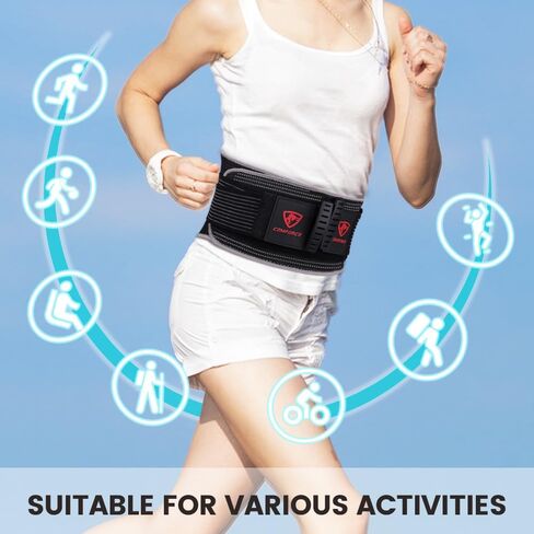 Back Brace for Men and Women - Breathable Waist Lumbar Support Belt for Lower Back Pain Relief, Sciatica, Herniated Disc, Scoliosis - Adjustable Design with Rigid Stays for Heavy Lifting, Workouts, and Daily Use (Fits Waist 30"-45") in Saudi Arabia