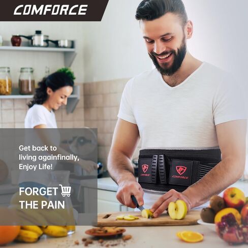 Back Brace for Men and Women - Breathable Waist Lumbar Support Belt for Lower Back Pain Relief, Sciatica, Herniated Disc, Scoliosis - Adjustable Design with Rigid Stays for Heavy Lifting, Workouts, and Daily Use (Fits Waist 30"-45") in Saudi Arabia