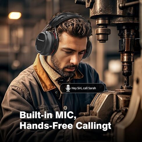 Bluetooth 5.4 Hearing Protection Headphones with 1200mAh Rechargeable Battery, 120H Working Time, 30dB SNR, Ear Muffs with Larger Buttons for Easy Operation, Superior Stereo Sound Quality,Black/Red in Kuwait