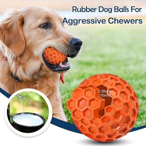 2 Pack Indestructible Squeaky Dog Balls for Aggressive Chewers, Interactive Dog Toys for Teething, Relieving Anxiety. Dog Toy for Large, Medium and Small Breeds, Outdoor Rubber Dog Balls. in Saudi Arabia