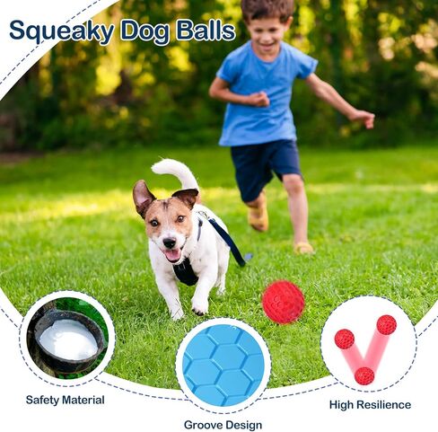 2 Pack Indestructible Squeaky Dog Balls for Aggressive Chewers, Interactive Dog Toys for Teething, Relieving Anxiety. Dog Toy for Large, Medium and Small Breeds, Outdoor Rubber Dog Balls. in Saudi Arabia