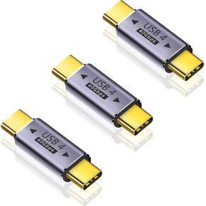 Poyiccot 140W USB C Male to Male Adapter 3Pack, 40Gbps 8K USB C Adapter, USB 3.1 Transmission Type C to Type C Male to Male Data and Charging Connector Compatible with iPad, MacBook Pro, Phones