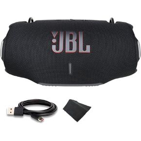 JBL Xtreme 4 Portable Bluetooth Speaker, IP67 Waterproof, 24 Hrs Playtime (Black) (JBLXTREME4BLKAM) + USB-C Cable + Microfiber Cloth