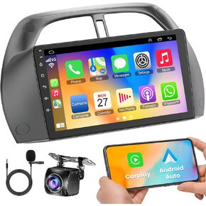 5GWiFi Upgrade Car Radio for Toyota RAV4 2000-2003, 4+64GB RAV4 Stereo Screen with Wireless Carplay & Android Auto Siri/Google Voice Control, Bluetooth 5.2 Hands Free SWC FM EQ Mirror Link