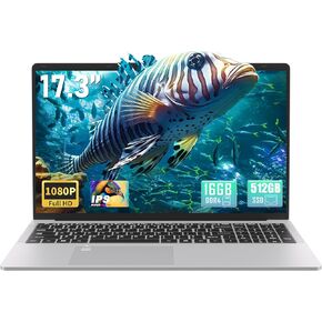 17.3 "FHD (1920 × 1080) كمبيوتر الكمبيوتر المحمول IPS Business ، 16G DDR4 RAM 512G SSD ، في Tel Celeron N5095 رباعي النواة ، Win 11 Pro PC ، HDMI ، قارئ بصمات الأصابع ، Backlit KB ، BT 5.0/WIFI ، Silver (512G SSD)