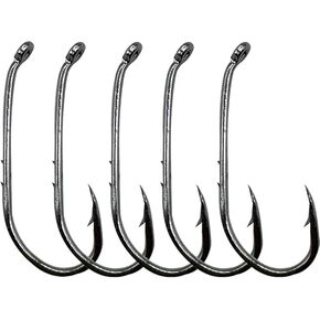 100pcs Bait Holder Fishing Hooks High Carbon Steel Black Nickel with 2 Barbs Fish Hooks Walleye Rig Live Bait Hooks Size: 1#-12#