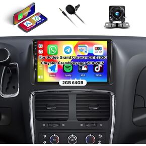 [2+64G] Android 13 Car Stereo for Dodge Grand Caravan 2011-2020&Chrysler Grand Voyager 2011-2015 with Carplay&Android Auto,9’’ Car Radio with Mirror Link,BT,FM/RDS,WiFi,GPS,SWC,1080P,EQ,USB