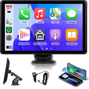 Rimoody Wireless Carplay Screen for Car, 8" Portable Carplay Android Auto with Bluetooth FM Transmission Airplay Android Cast GPS Mirror Link AUX Link Video Support Rear Camera with Video Play