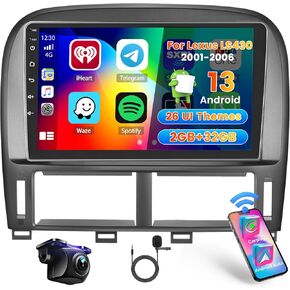 Car Radio for Lexus LS430 2001 2002 2003 2004 2005 2006: [2G+64G] 9 inch Car Stereo with Wireless Carplay Android Auto, Touch Screen Upgrade for LS430 with DSP Backup Camera
