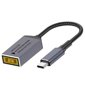 Slim Tip Female Input to USB C PD Male 100W Power Charging Cable, for Lenovo Square Mouth Power Adapter to USB Type-C PD Output 5V/9V/20V. Used to Charge USB-C Port Laptops,Phones,Tablets(7Inch)