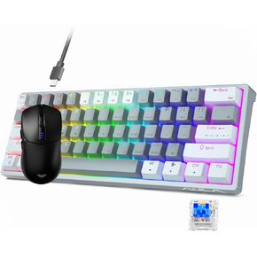 AULA SC580 Wireless Gaming Mouse, Tri-Mode Gaming Mouse with 10000 DPI+60 Percent Wired Mechanical Gaming Keyboard, 29 RGB Backlit Custom Hot Swappable Keyboard