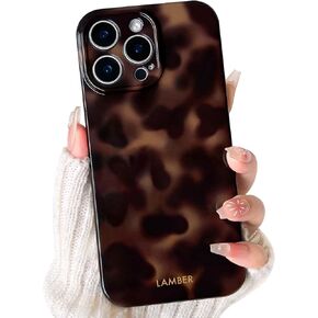 NITITOP Compatible for iPhone 14 Plus / 15 Plus Case Cute Stylish Leopard Print Brown Amber Aesthetic Tortoise Design for Women Girls Men Soft TPU Shockproof Protective Cover - Brown