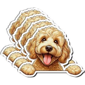 Pack 4PCS Golden Doodle Stickers Cute Dog Waterproof Vinyl Decals Decor Phone Water Bottle Laptop Car Luggage Scrapbook Gifts for Dogs Pet Lover Adults Teens Boys Girls