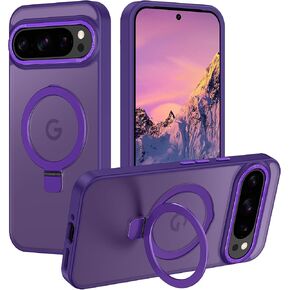 for Google Pixel 9 Pro XL Case with Magnetic Invisible Stand [Military Drop Protection] [Compatible with MagSafe] Shockproof Slim Translucent Matte Anti-Slip, Black in Saudi Arabia