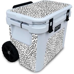 Glossy Glitter Cooler Skin Compatible with Yeti Roadie 32 Wheeled Cooler - Snow Leopard Print - Premium 3M Vinyl Protective Wrap Decal Cover - Easy to Apply | Crafted in The USA by MightySkins