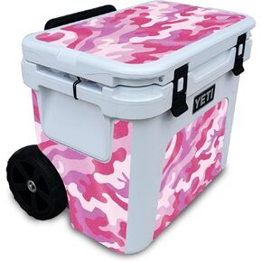 Glossy Glitter Cooler Skin Compatible with Yeti Roadie 32 Wheeled Cooler - Pink Camo - Premium 3M Vinyl Protective Wrap Decal Cover - Easy to Apply | Crafted in The USA by MightySkins