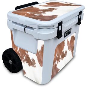 Glossy Glitter Cooler Skin Compatible with Yeti Roadie 32 Wheeled Cooler - Cow Hide - Premium 3M Vinyl Protective Wrap Decal Cover - Easy to Apply | Crafted in The USA by MightySkins